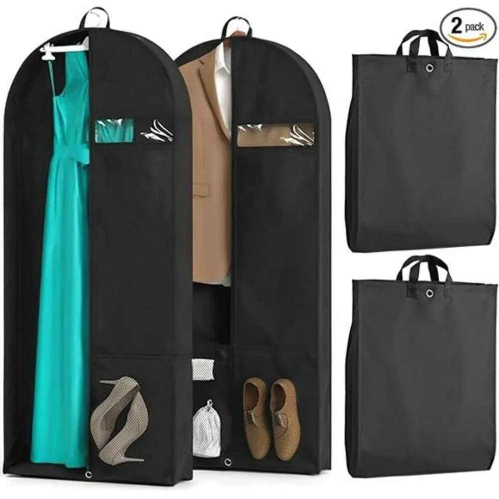 Heavy Duty Garment Bags for Travel 2 Pack Suit Dress Coat Hanging Clothes Cover